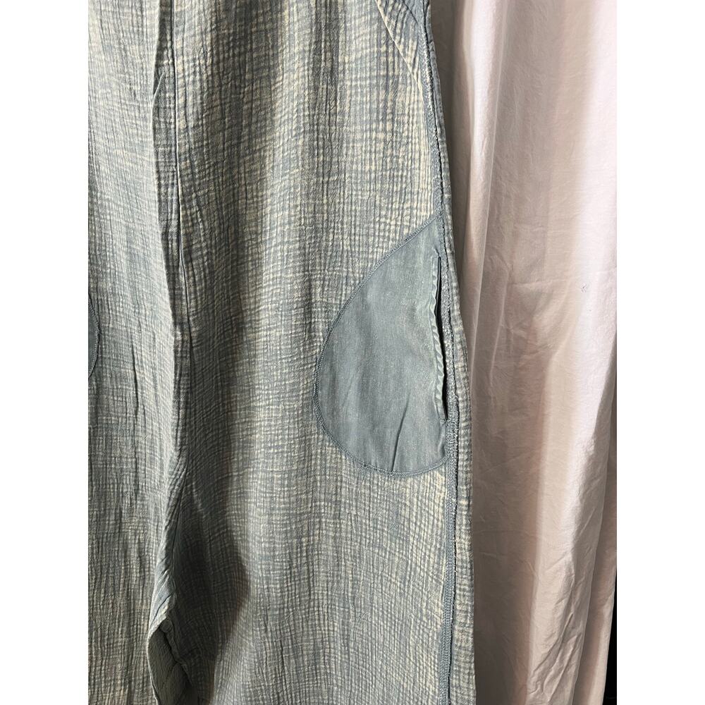 Zenana Teal Gauze Cotton Wide Leg Overalls Jumpsuit Boho New - Picture 8 of 8